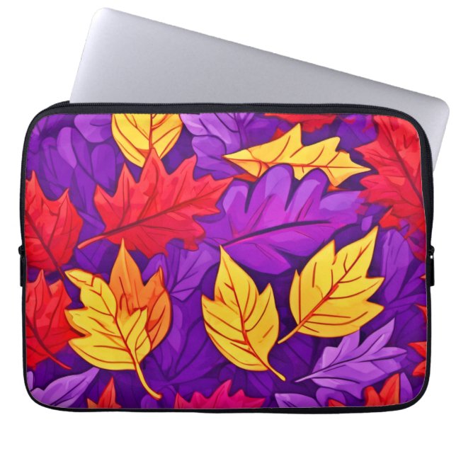 Vivid Tecknad Löv: Lila, Gult, Röd Laptop Fodral (Framsidan)