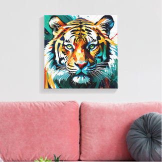 Vivid Tiger: Abstrakt Kraft Canvastryck