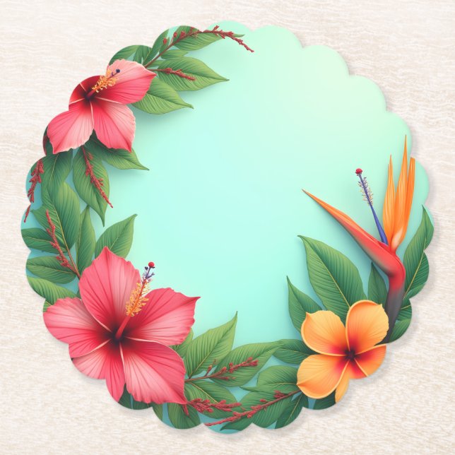 Vivid Tropical Blommigt Delight Underlägg Papper (Framsida)