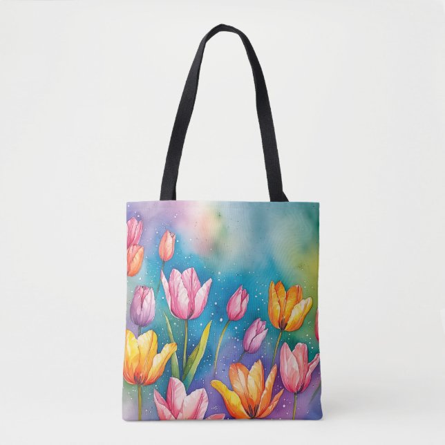 Vivid Tulips Tote-säckens utformning Tygkasse (Framsida)