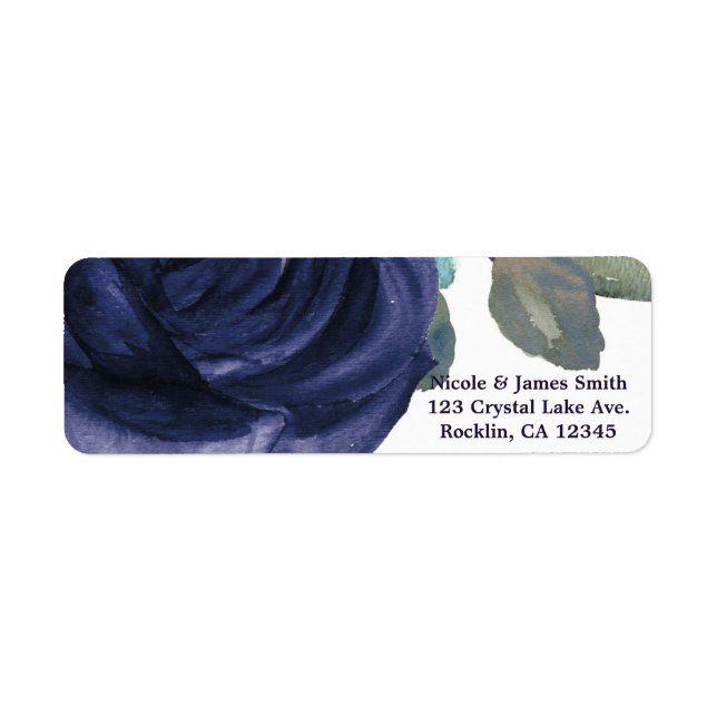 Vivid Vibrant Indigo Lila Blue Blommigt Bröllop Returadress Etikett (Framsidan)