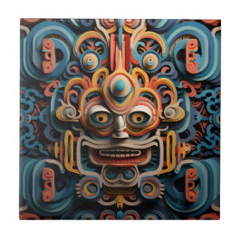 Vivid Vibrant Tribal 3D Papprare Art stil mönster Kakelplatta