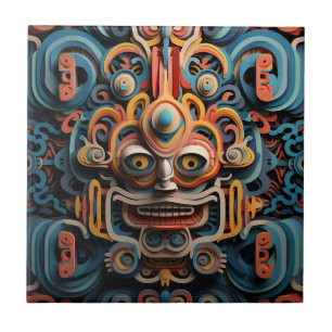 Vivid Vibrant Tribal 3D Papprare Art stil mönster Kakelplatta