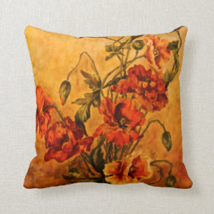 Vivid Victorias Oljemålning Poppies Pillow Kudde