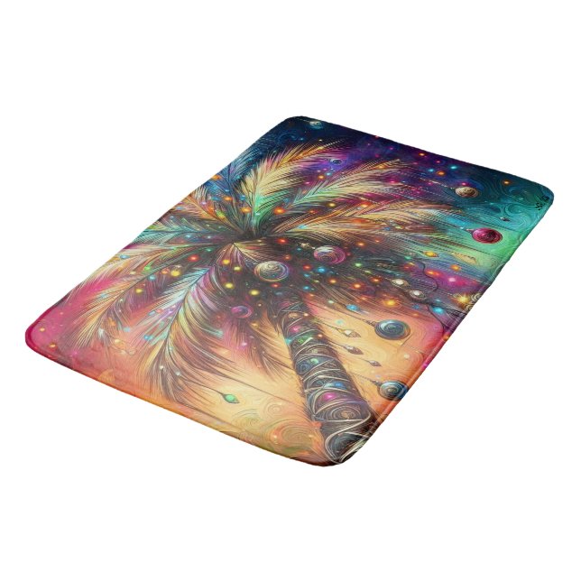 Vivid vid den tropiska tropiska stranden vid Träd  Badrumsmatta (Vinklad)