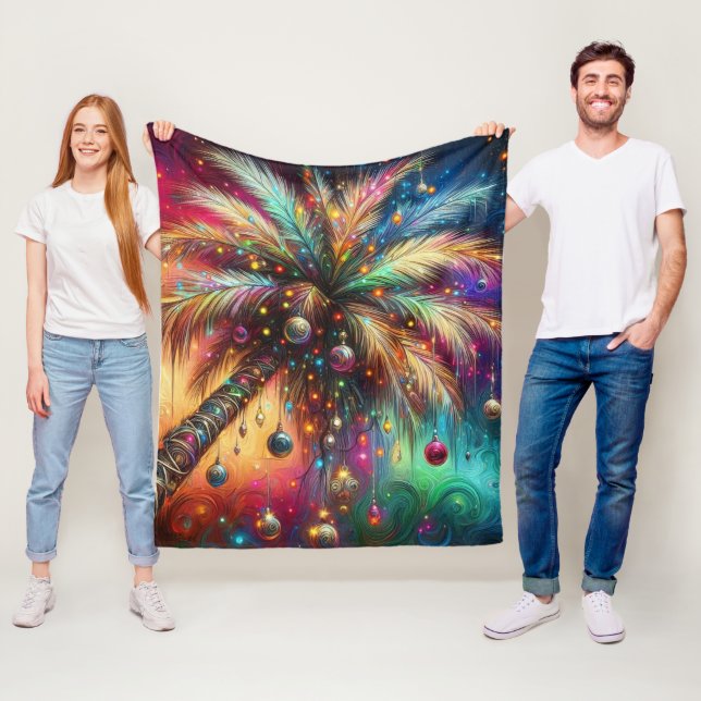 Vivid vid den tropiska tropiska stranden vid Träd  Fleecefilt (På plats)