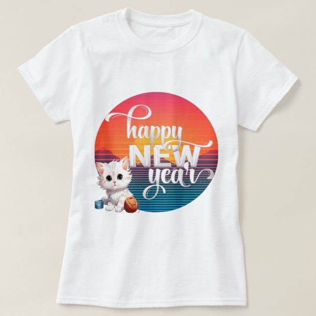 "Vivid Vogue: Lycklig 2024 New Year Mode Bliss" T Shirt (Design framsida)