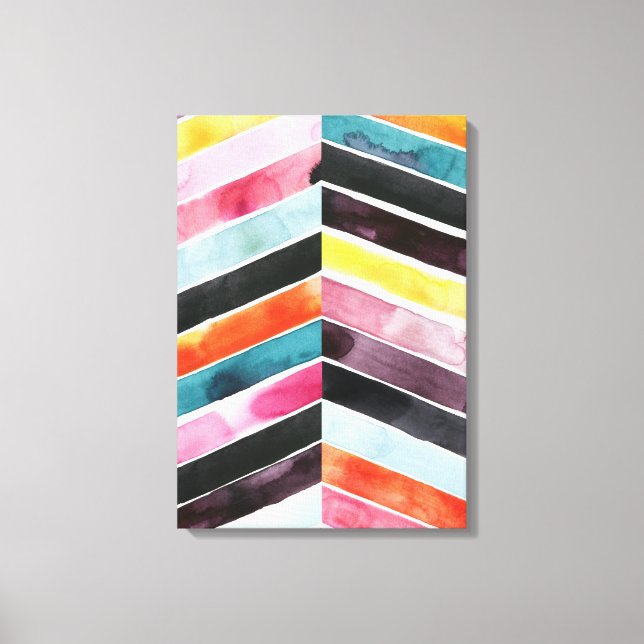 Vivid Watercolor Chevron I Canvastryck (Framsida)