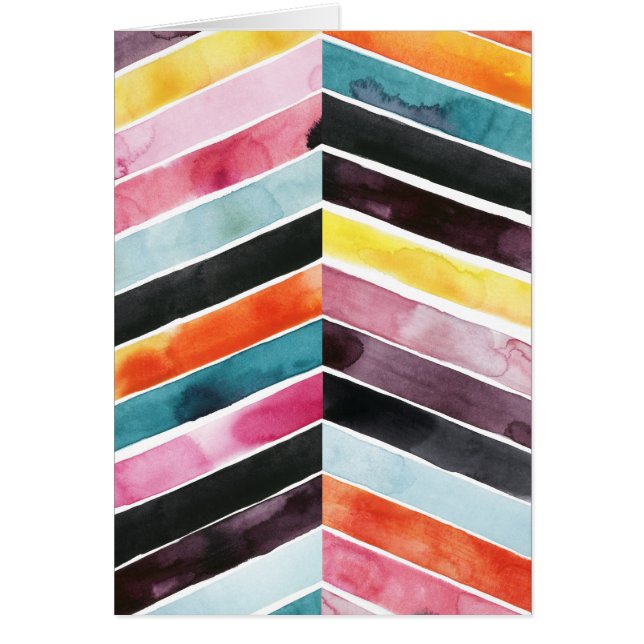 Vivid Watercolor Chevron I Hälsningskort (Framsidan)