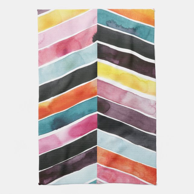 Vivid Watercolor Chevron I Kökshandduk (Vertikal)