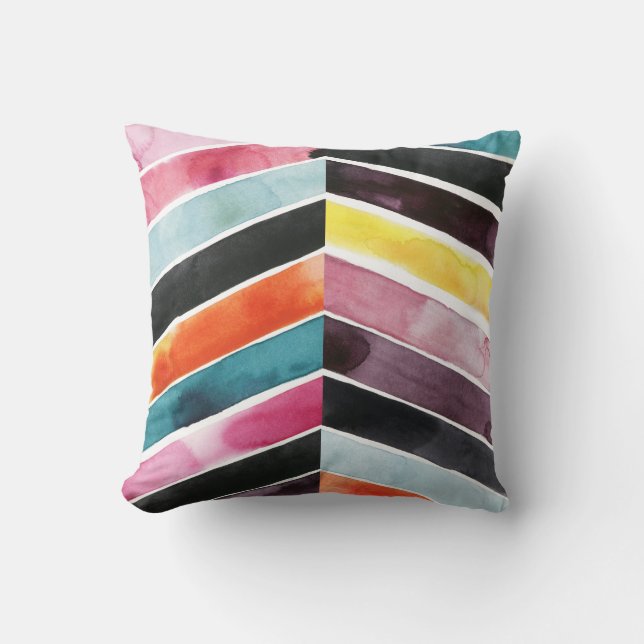 Vivid Watercolor Chevron I Kudde (Framsida)