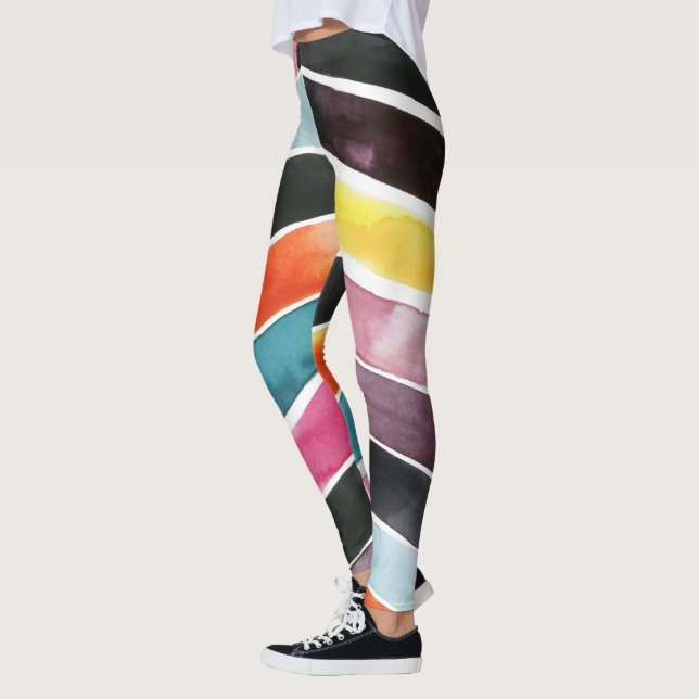 Vivid Watercolor Chevron I Leggings (Vänster)