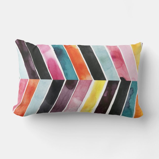 Vivid Watercolor Chevron I Lumbarkudde (Framsida)
