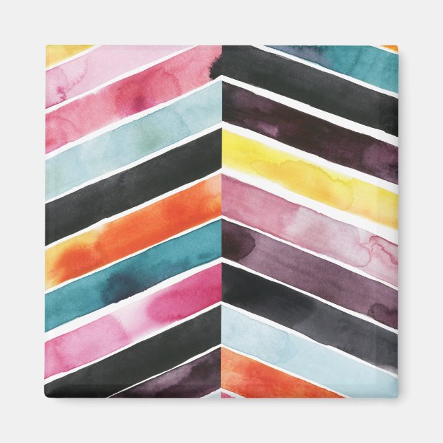 Vivid Watercolor Chevron I Magnet (Framsidan)
