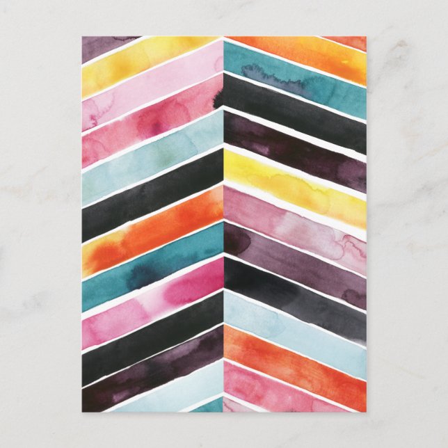 Vivid Watercolor Chevron I Vykort (Framsida)