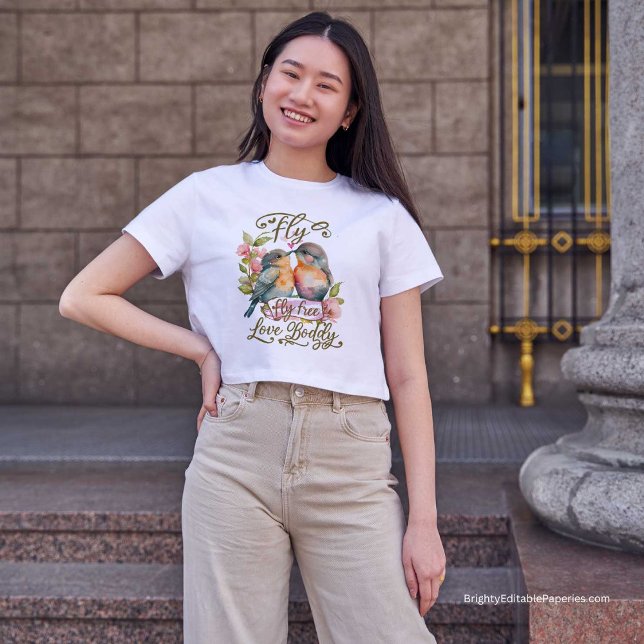 Vivid Watercolor Lovebird Fly Free, Kärlek Bolely T Shirt (Skapare uppladdad)