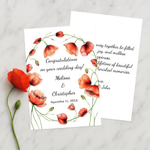 Vivid Watercolor Poppies Bröllop Grattis Kort