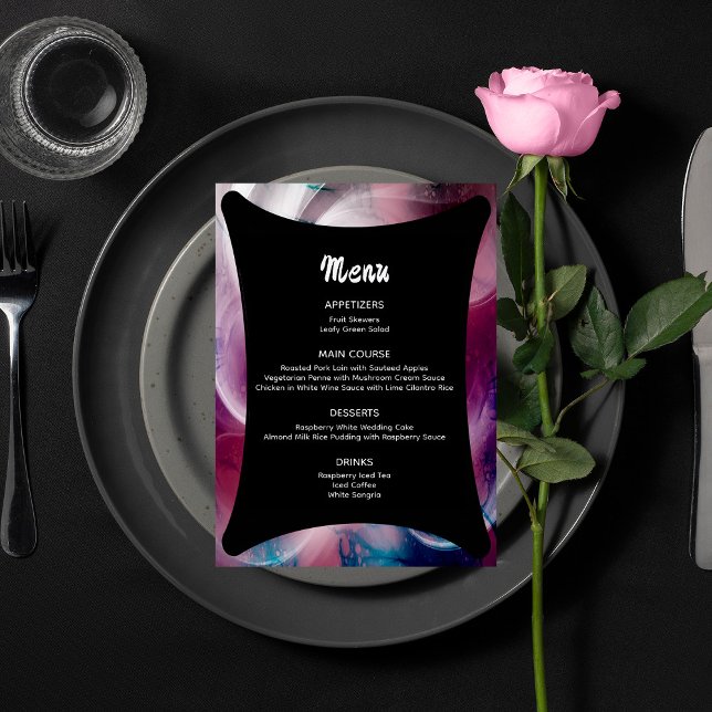 Vivid Watercolor Rosa Bröllop Menu Meny (Skapare uppladdad)