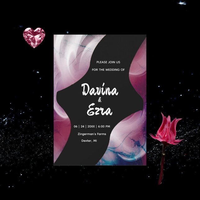 Vivid Watercolor Rosa bröllopsinbjudan Inbjudningar (Skapare uppladdad)