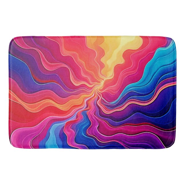 Vivid Waves: Abstract Neon Energy Flow Art Badrumsmatta (Framsidan)