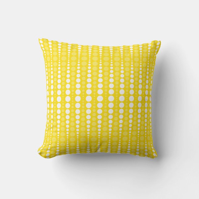 Vivid Yellow and White Polkadots Throw Pillow Kudde (Framsida)