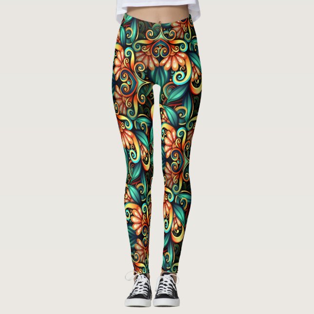 Vividly Regal Pop Mode Leggings (Framsida)