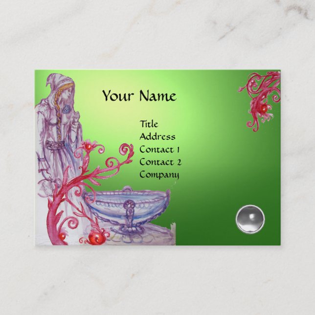 VIVIEN MONOGRAM Gem grönt vit Visitkort (Framsida)