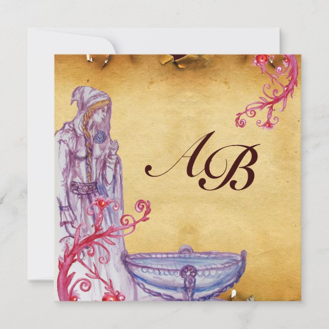 VIVIEN MONOGRAM pergament lila Inbjudningar (Framsida)
