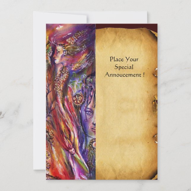 VIVIEN OCH MERLIN Fantasypergament Inbjudningar (Framsida)