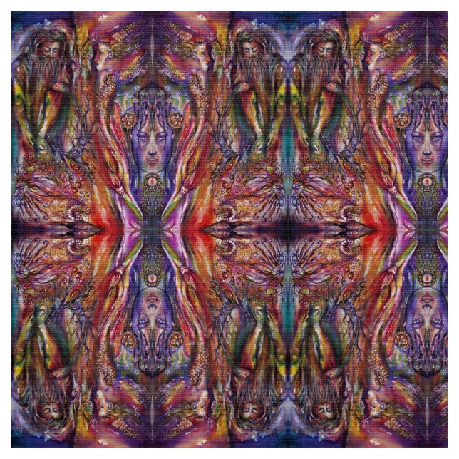 VIVIEN OCH MERLIN Rosa Lila Blue Fantasy Tyg (Provkarta)