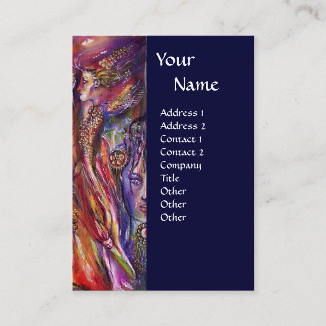 VIVIEN OCH MERLIN Rosa Lila Blue Fantasy Visitkort (Framsida)