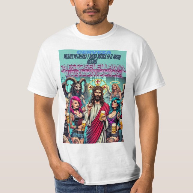Viviendo Como Dios: Cristo y Su Fiesta de Cerveza T Shirt (Framsida)