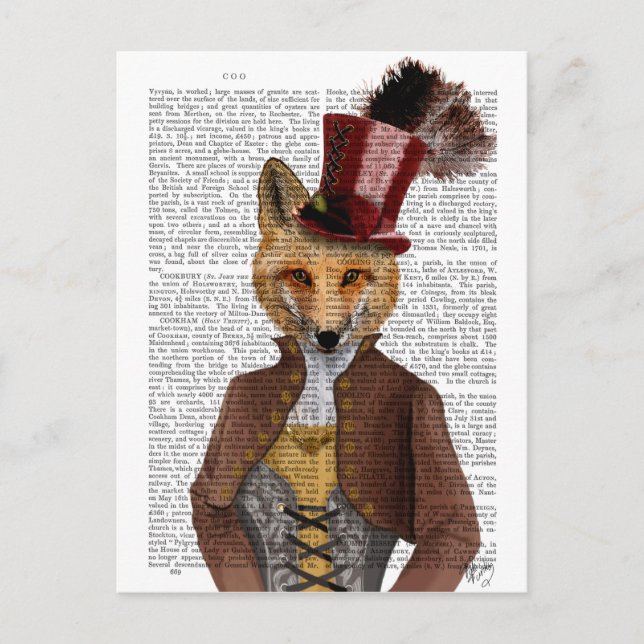 Vivienne Steampunk Fox Vykort (Framsida)