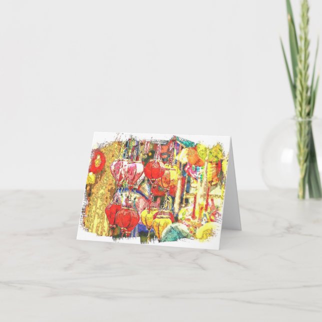 Vivietnamesisk landmönstrad notecard tack kort (Framsida)