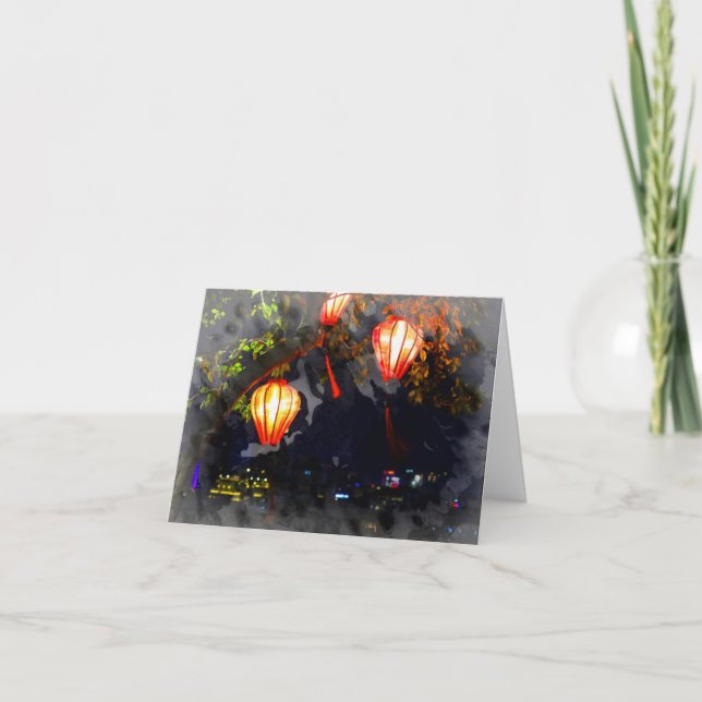 Vivietnamesisk landmönstrad notecard tack kort (Framsida)