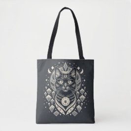Viving High - Black Cat and Crystals Tote Tygkasse