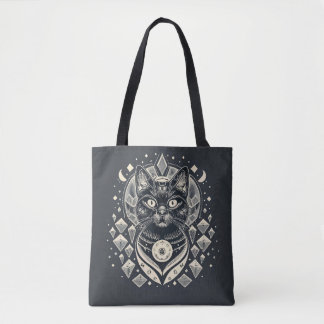 Viving High - Black Cat and Crystals Tote Tygkasse