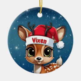 Vixen Baby Deer, Fawn, Doe, Reindeer 🦌🎄 Julgransprydnad Keramik