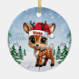 Vixen Baby Deer, Fawn, Doe, Reindeer 🦌🎄 Julgransprydnad Keramik