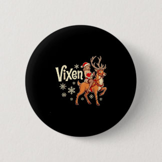 Vixen jul ren djur pin up flicka vintage tomte knapp