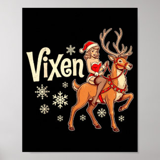 Vixen jul ren pin up flicka vintage tomte poster