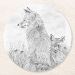 Vixen med kit underlägg papper rund<br><div class="desc">Vixen med kit</div>