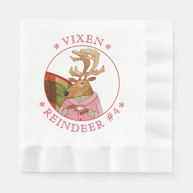 VIXEN REINDEER Coted Luncheon Papper Napkins Pappersservett (Framsidan)
