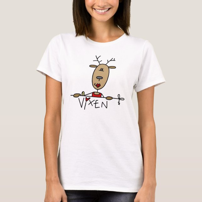 Vixen Reindeer jul (röd läppstift) T Shirt (Framsida)