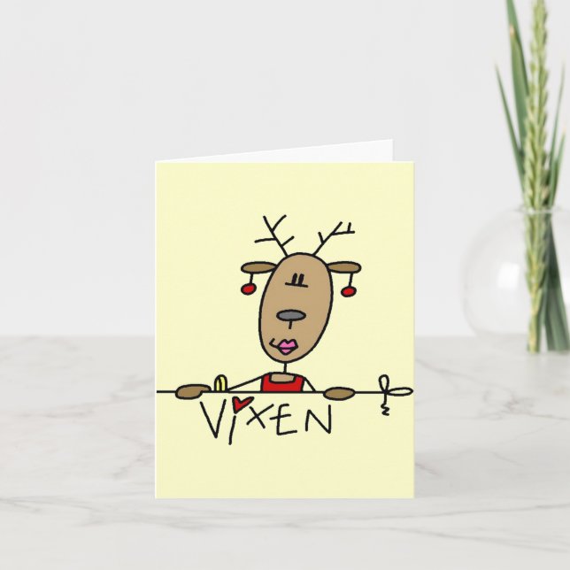 Vixen Reindeer jul Tshirts och Gifts Helgkort (Framsida)