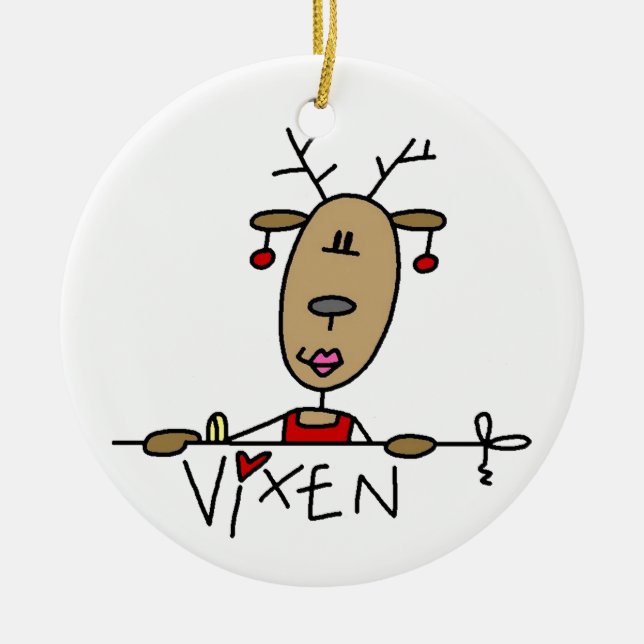Vixen Reindeer jul Tshirts och Gifts Julgransprydnad Keramik (Framsidan)
