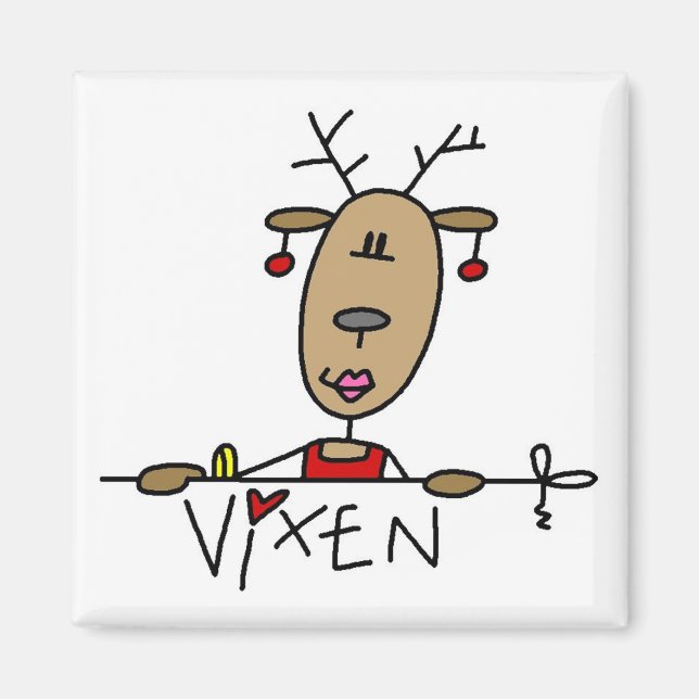 Vixen Reindeer jul Tshirts och Gifts Magnet (Framsidan)