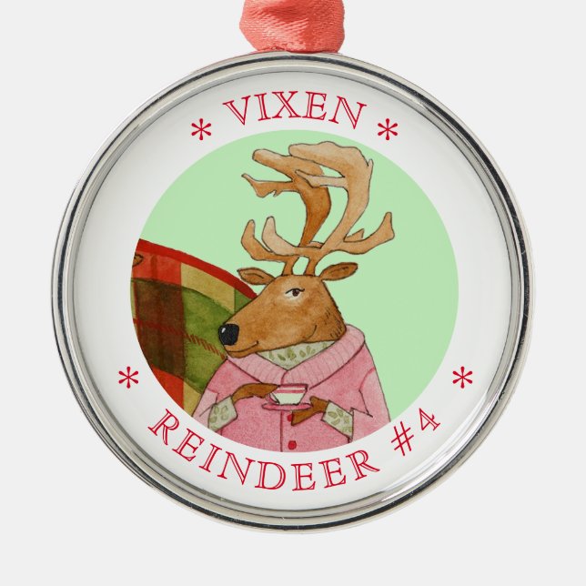 VIXEN REINDEER Premium Round Ornament (Framsidan)