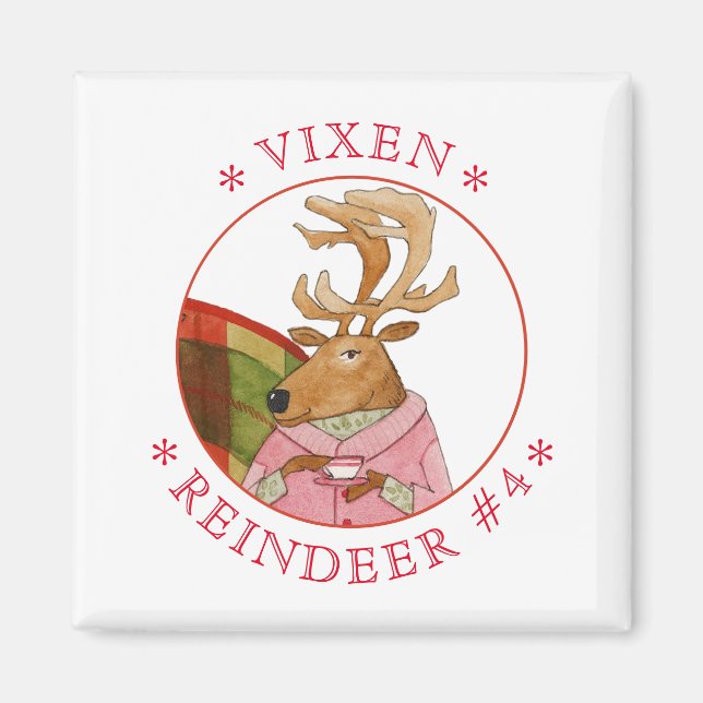 VIXEN REINDEER Square Magnet (Framsidan)