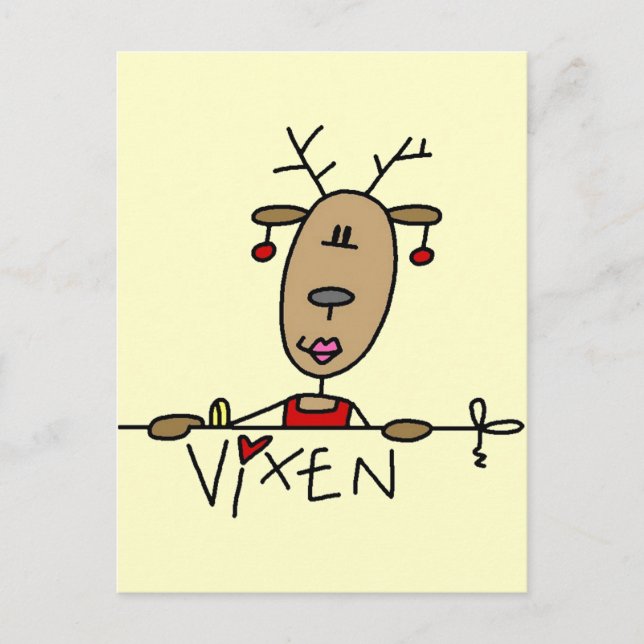 Vixen Reindeer Tshirts och Gifts Vykort (Framsida)